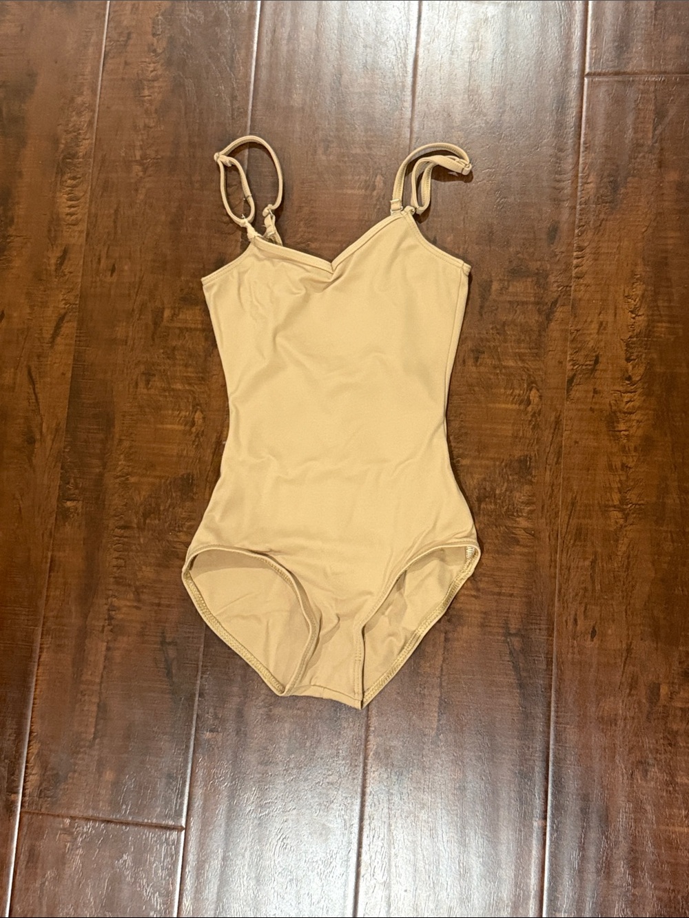 Beige One-Piece Swimsuit - Classic Scoop Neck